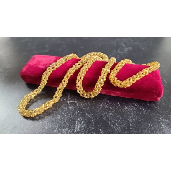 Vintage Woven Gold Tone Beaded Jewelry Set - Picture 2 of 10